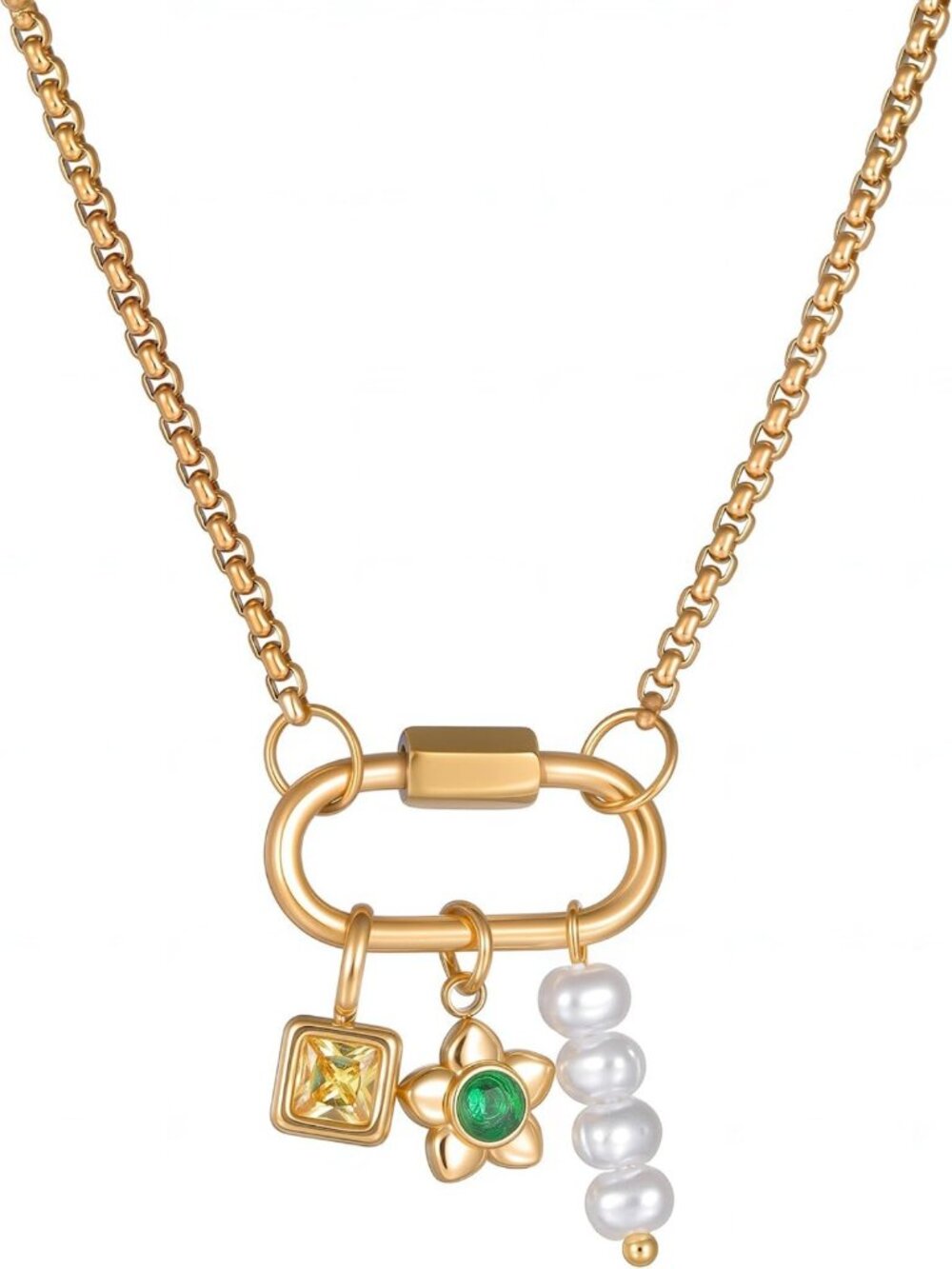 Boho Gold Charm Necklace for Women, Celestial Fish & Star Pendant Choker
